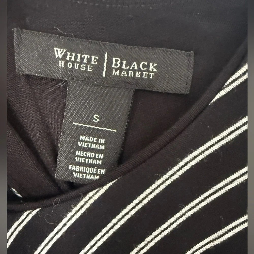 White House Black Market WHBM Black & White Striped Tie Front or Back Maxi Dress - Picture 7 of 12